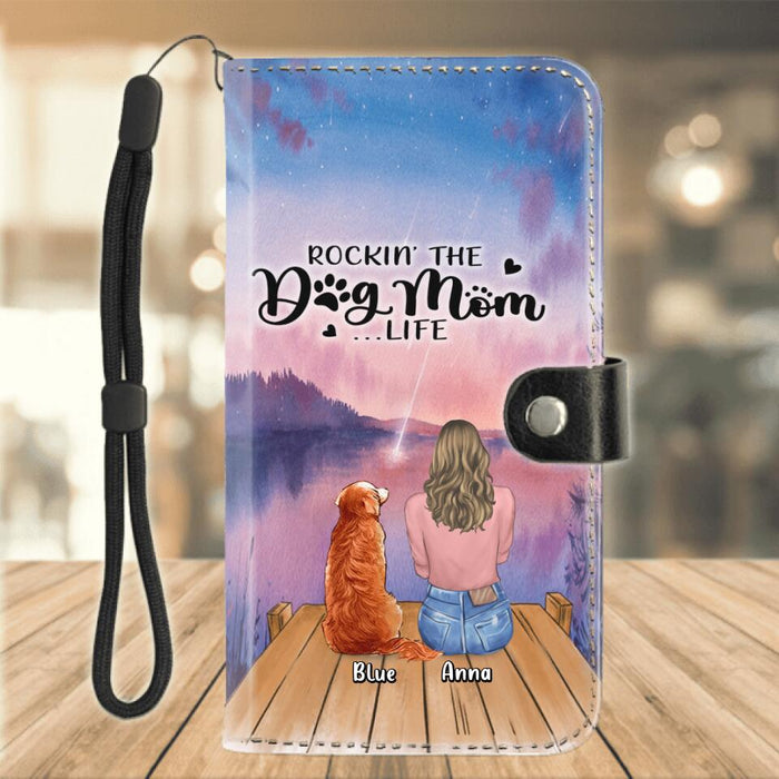 Custom Personalized Dog Mom Flip Leather Purse for Mobile Phone - Gift For Dog Mom, Dog Lovers - Up to 6 Dogs