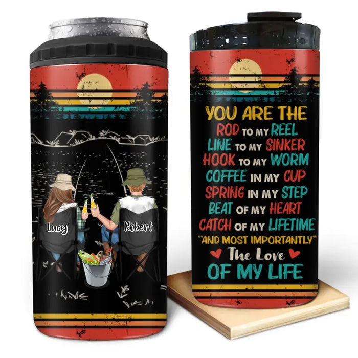 Custom Personalized Fishing 4 In 1 Can Cooler Tumbler - Gift Idea For Couple/Fishing Lovers - You Are The Rod To My Reel