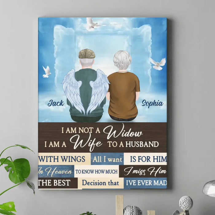 Custom Personalized Couple Vertical Canvas - Memorial Gift Idea For Couple - I Am Not A Widow I Am A Wife To A Husband With Wings