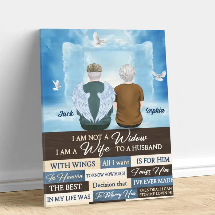 Custom Personalized Couple Vertical Canvas - Memorial Gift Idea For Couple - I Am Not A Widow I Am A Wife To A Husband With Wings