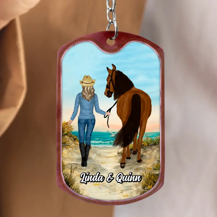 Custom Personalized Horse Girl Aluminum Keychain - Upto 4 Horses - Gift Idea for Horse Lovers - Life Is Better With A Horse
