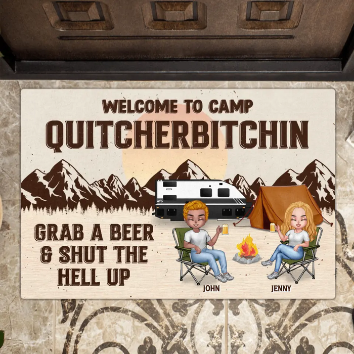 Custom Personalized Camping Doormat - Gift Idea For Camping Lover/ Couple/ Friends - Welcome To Camp Quitcherbitchin