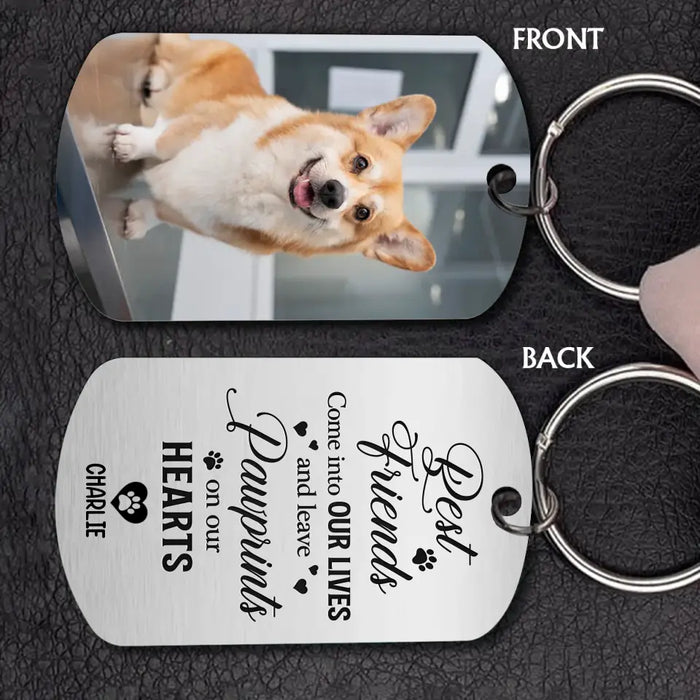 Personalized Memorial Aluminum Keychain - Custom Pet Photo - Memorial Gift Idea For Pet Owner - Best Friends Come Into Our Lives and Leave Pawprints On Our Hearts