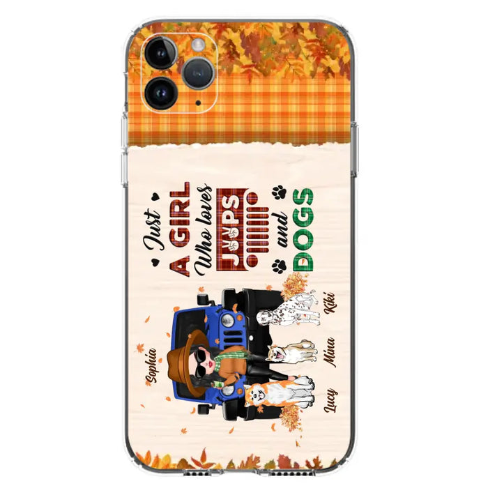 Personalized Off-road Autumn Girl Phone Case - Gift Idea For Girl/Dog Lovers - Upto 3 Dogs - Case For iPhone/Samsung