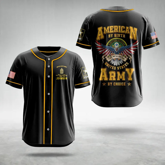 Custom Personalized  Veteran Baseball Jersey - Gift Idea For Veteran/ Father's Day/ Birthday - American By Birth