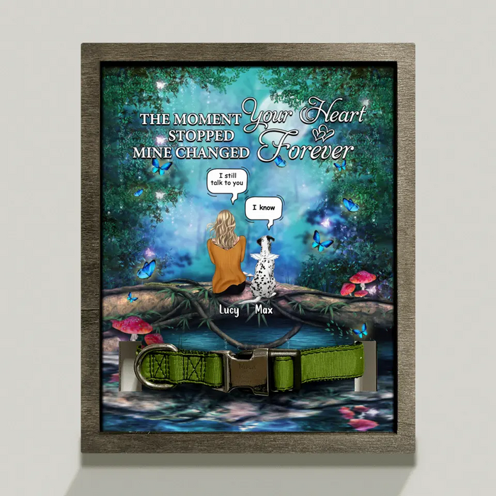 Custom Personalized Memorial Pet Loss Frame - Adult/ Couple With Upto 5 Pets - Memorial Gift Idea For Cat/ Dog Lover - The Moment Your Heart Stopped Mine Changed Forever