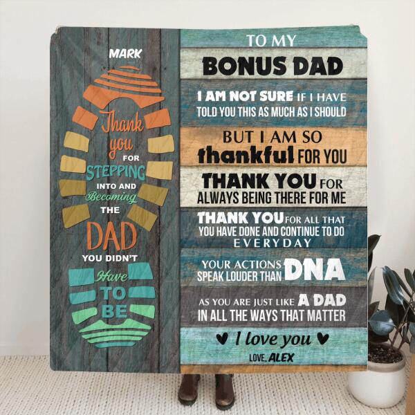 Personalized Father's Day Blanket - Best Gift For Father's Day - Gift From Son/Daughter to Bonus Dad - Your actions speak louder than DNA - 807MSB