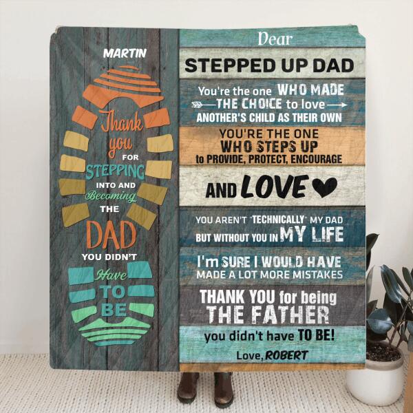 Personalized Father's Day Blanket - Best Gift For Father's Day - Gift From Son/Daughter to Stepped Dad - 807MSB