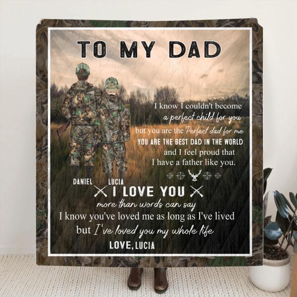 Personalized Hunting Father and Kid Blanket - Gift From Son and Daughter to Father - You Are The Best Dad In The World - Q46PNT