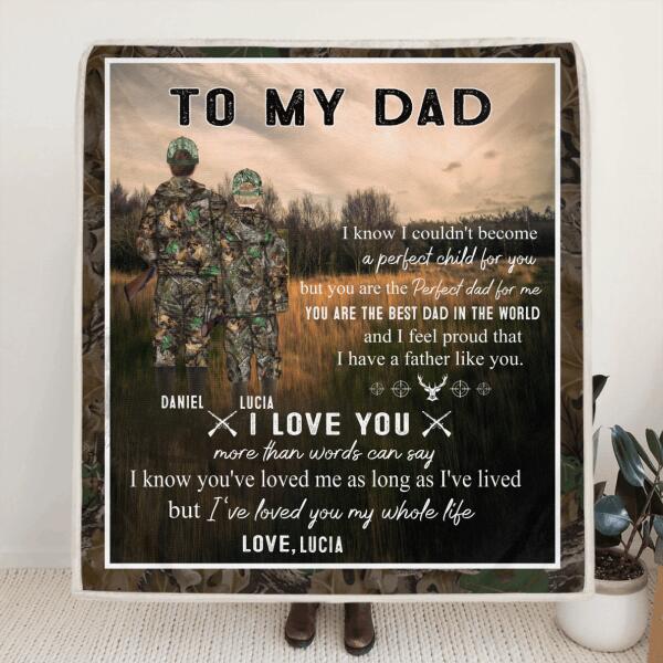 Personalized Hunting Father and Kid Blanket - Gift From Son and Daughter to Father - You Are The Best Dad In The World - Q46PNT