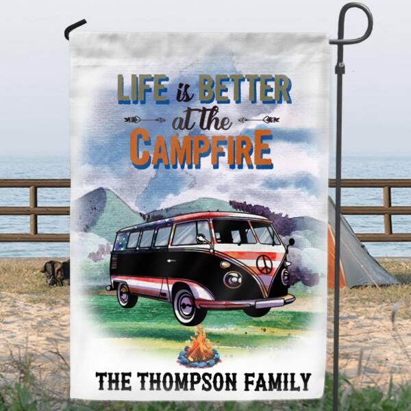 Custom Personalized Camping Flag Sign - Best Gift Idea For Camping Lovers - Life Is Better At The Campfire