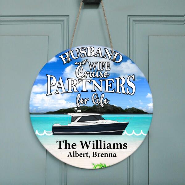 Custom Personalized Cruise Door Sign - Best Gift Idea For Couple - Husband And Wife Cruise Partners For Life