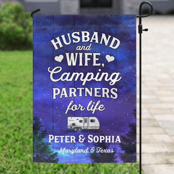 Custom Personalized Camping Flag Sign - Best Gift For Camping Lovers - Husband And Wife, Camping Partners For Life - AFMVQK