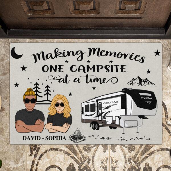 Custom Personalized Husband And Wife Camping Doormat - Gift For Camping Lover - Making Memories One Campsite At A Time