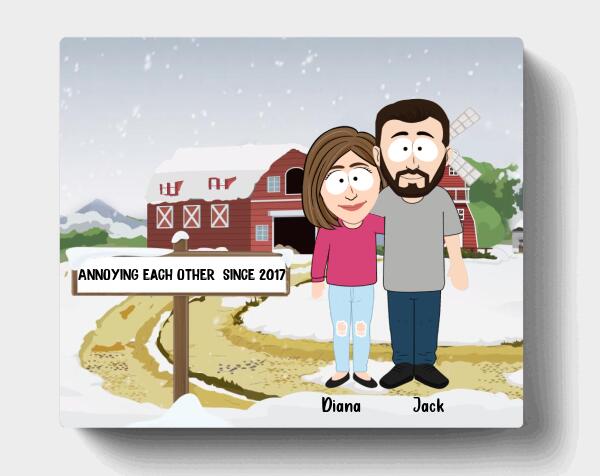 Custom Personalized South Park Couple Canvas - Valentine Gift For Couple - Annoying Each Other Since 2017