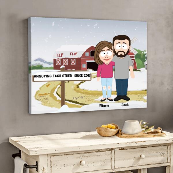 Custom Personalized South Park Couple Canvas - Valentine Gift For Couple - Annoying Each Other Since 2017