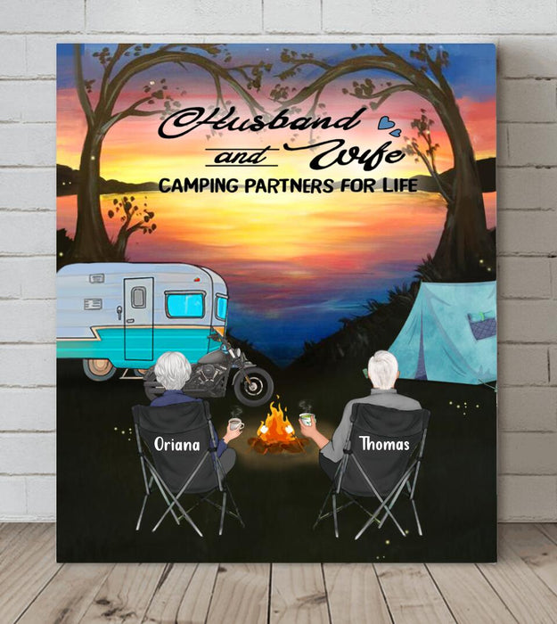 Custom Personalized Couple Canvas - Gift For Camping Lover - Husband And Wife Camping Partners For Life