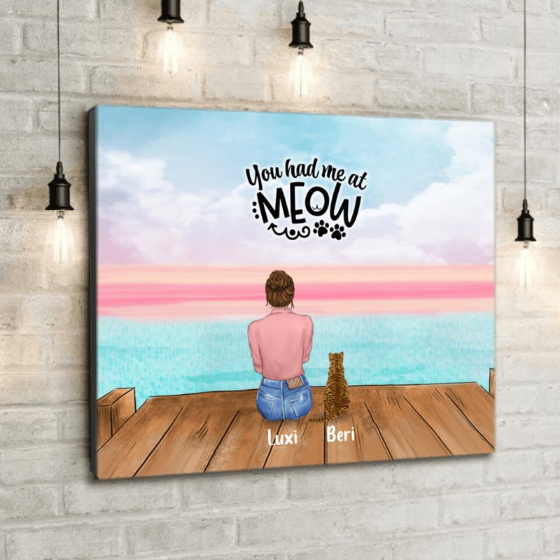 Personalized Cat Mom Canvas - Gift For Cat Lovers With Up to 4 Cats - Life Is Purrfect With Cats