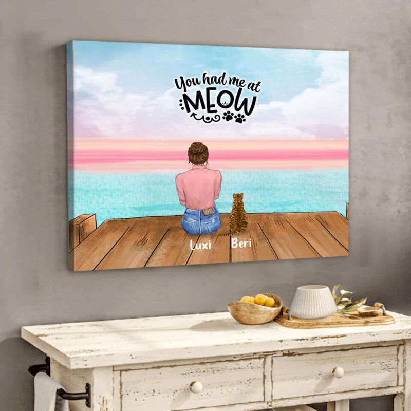 Personalized Cat Mom Canvas - Gift For Cat Lovers With Up to 4 Cats - Life Is Purrfect With Cats