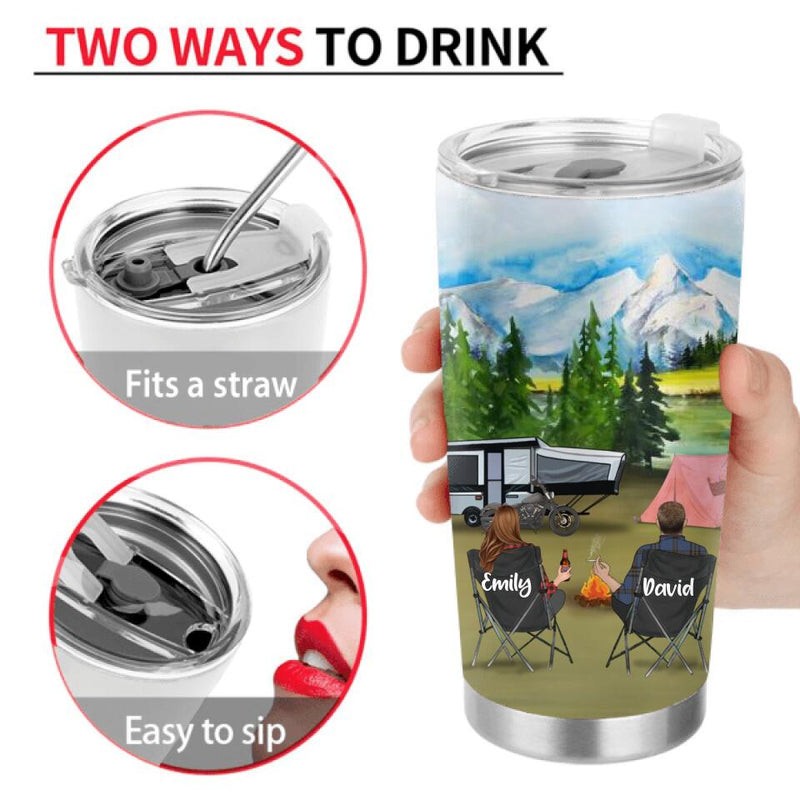 Personalized Camping Smoke Tumbler - Couple/Parents With Kid And Up to 4 Pets - Gift Idea For Camping Lover - Life Is Better Around The Campfire