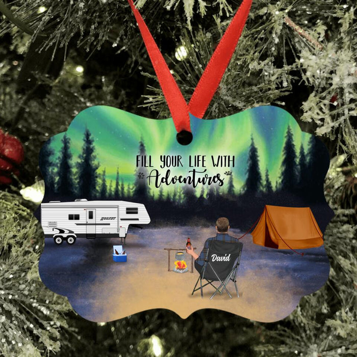 Custom Personalized Night Camping Ornaments - Best Gift For Camping Family/Couple/Single Parent/Solo - Upto 5 Kids and 3 Pets - Life Is Better Around The Campfire - NIMLQ4