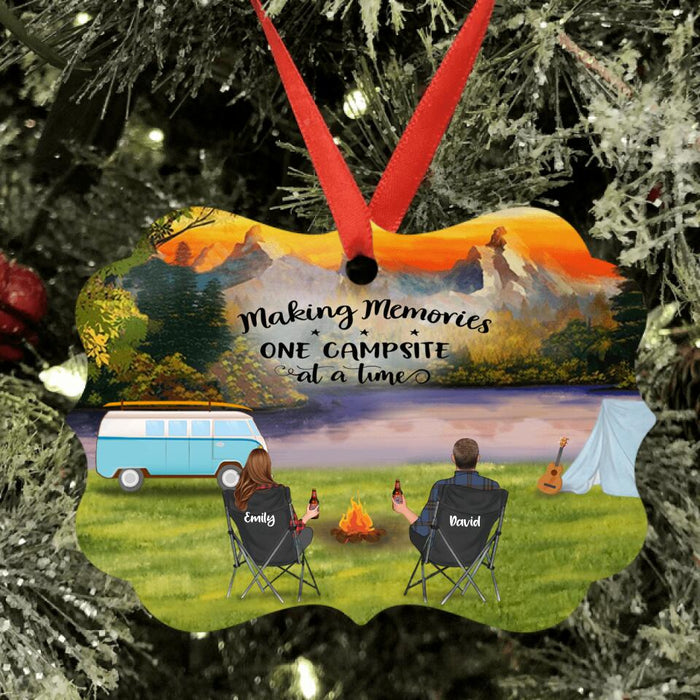 Custom Personalized Camping Ornament- Couple/Parents With Up to 6 Kids, 6 Pets - Making Memories One Campsite At A Time - Full Option - Q3VZTZ