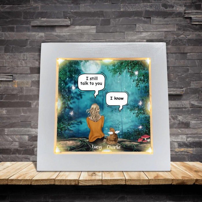 Personalized Cat Memorial Frame With Led - Up to 5 Cats - Best Gift For Cat Lover - I Still Talk To You