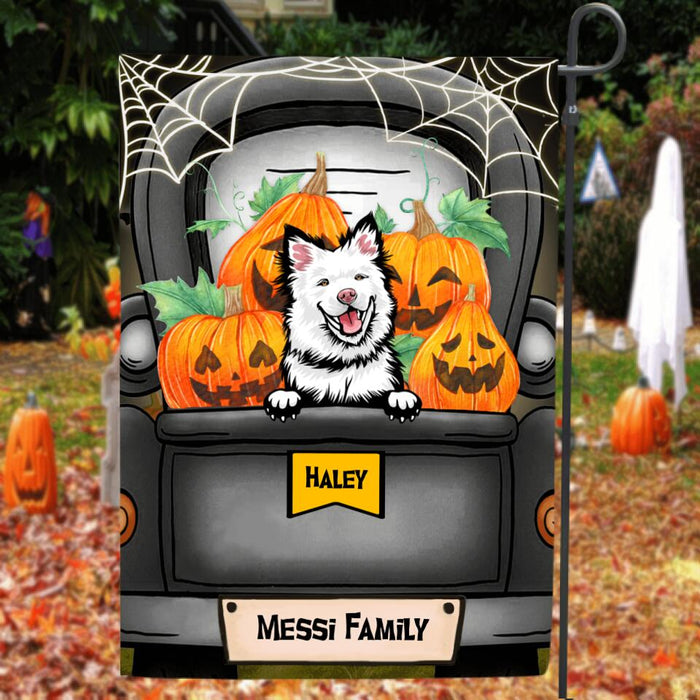 Custom Personalized Halloween Dog Flag - Upto 5 Dogs - Gift For Dog Lovers