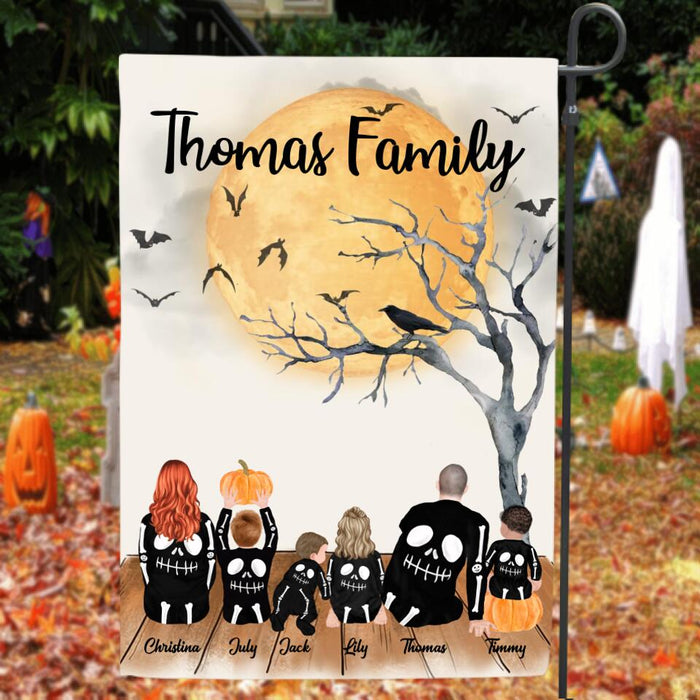 Personalized Halloween Flag Sign - Family Name Up to 4 Children - Best Gift For Family, Halloween