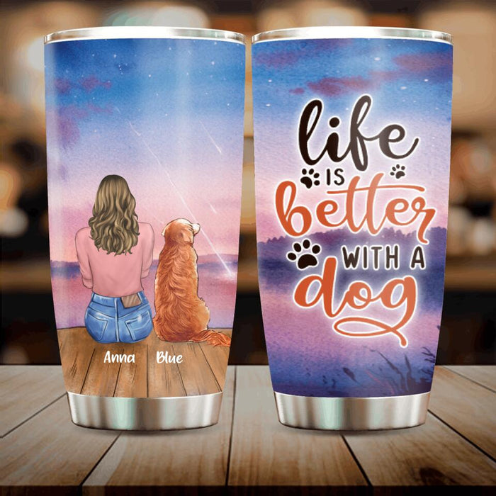 Personalized Dog Mom Tumbler - Upto 4 Dogs - Gift Idea For Dog Lovers