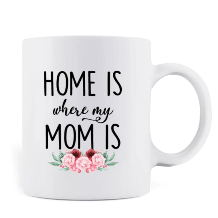 Custom Personalized Long Distance Relationship Coffee Mug - Best Gift Idea For Mother's Day/Father's Day - Home Is Where My Mom Is