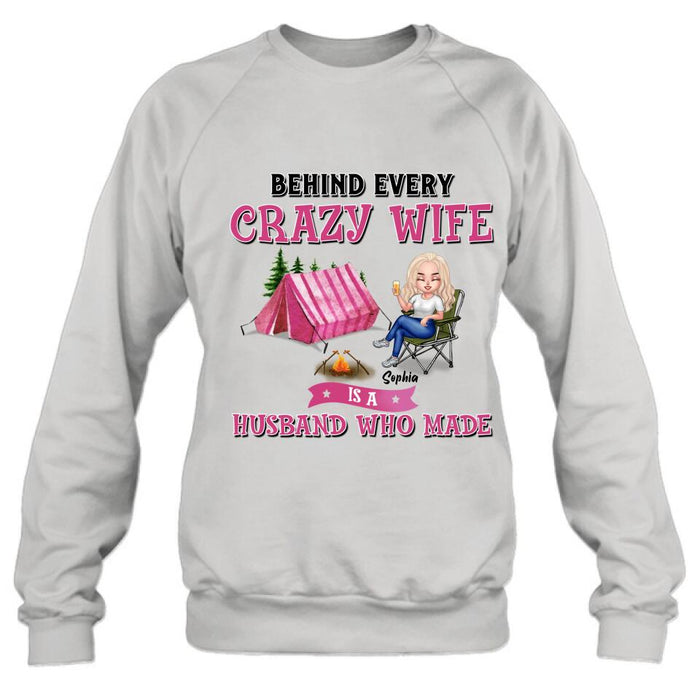 Custom Personalized Camping Queen Shirt - Gift Idea For Camping Lovers/Mother's Day - I Am A Spoiled Camping Lady, It's My Husband's Fault Because He Treats Me Like Queen