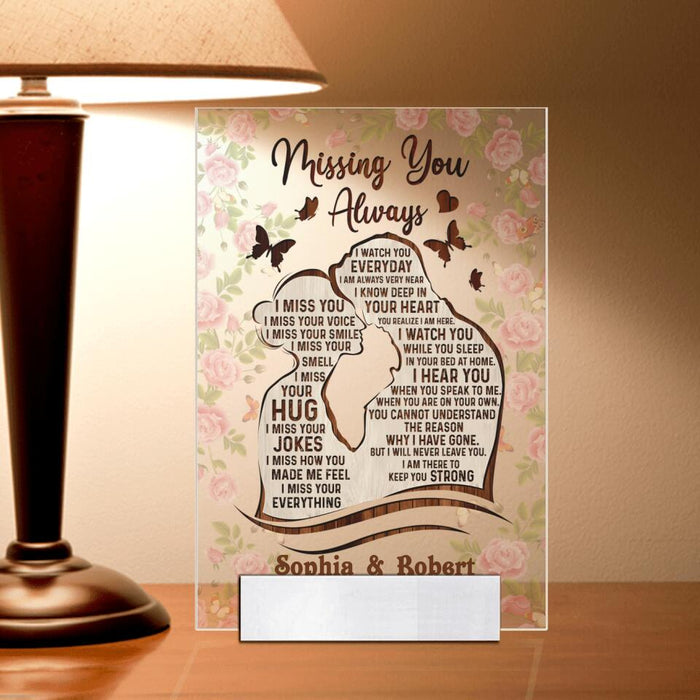 Personalized Couple Acrylic Plaque - Gift Idea For Couple/Lovers - Missing You Always, I Watch You Everyday