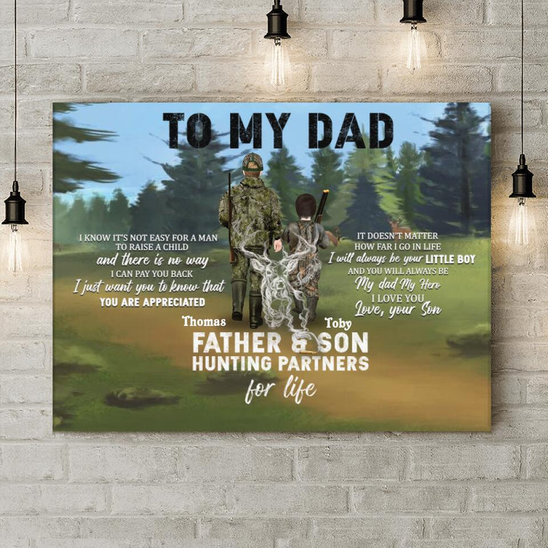Personalized Hunting Canvas - Gift Idea For Father's Day - Father And Son Hunting Partners For Life
