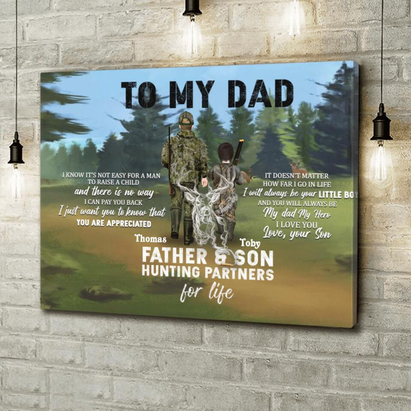 Personalized Hunting Canvas - Gift Idea For Father's Day - Father And Son Hunting Partners For Life