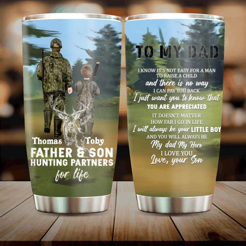 Personalized Hunting Tumbler - Gift Idea For Father's Day - Father And Son Hunting Partners For Life