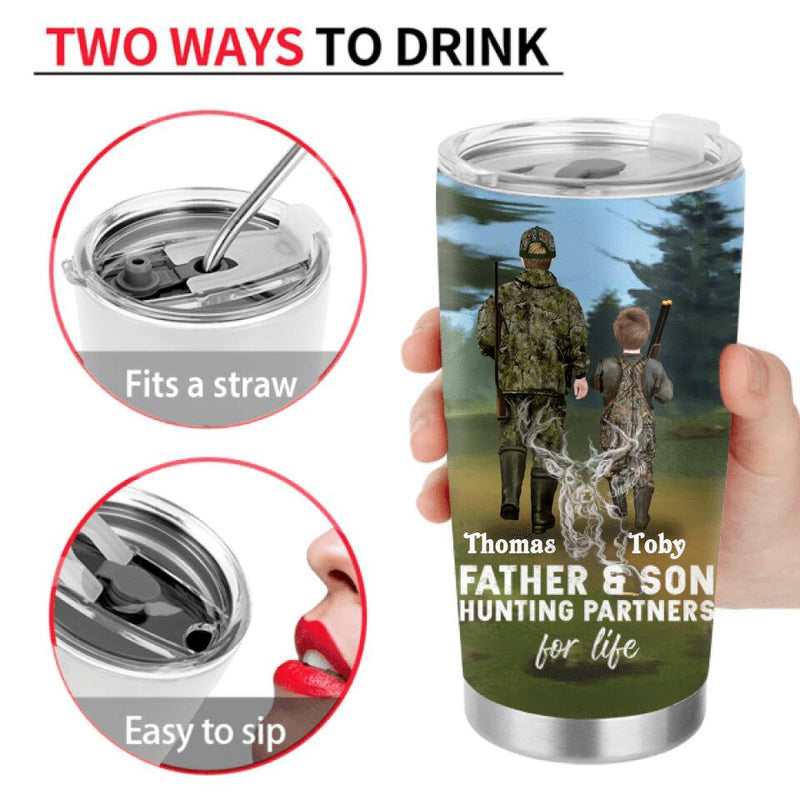 Personalized Hunting Tumbler - Gift Idea For Father's Day - Father And Son Hunting Partners For Life