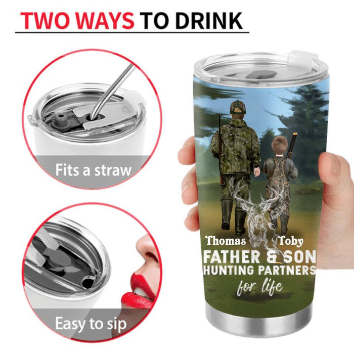 Custom Personalized Hunting Tumbler - Gift Idea For Father's Day - Father And Son Hunting Partners For Life