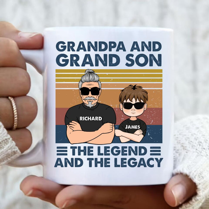 Custom Personalized Grandpa Coffee Mug - Gift Idea For Grandpa/ Grandson/ Father's Day - Grandpa And Grand Son The Legend And The Legacy