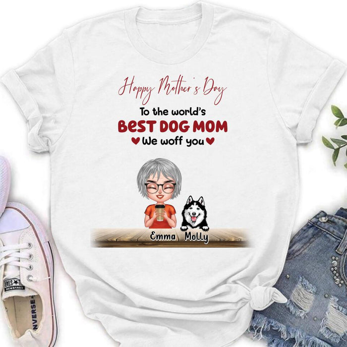 Custom Personalized Dog Mom/ Dog Dad Shirt/ Pullover Hoodie - Man/ Woman With Upto 6 Dogs - Mother's Day/ Father's Day Gift Idea For Dog Lover