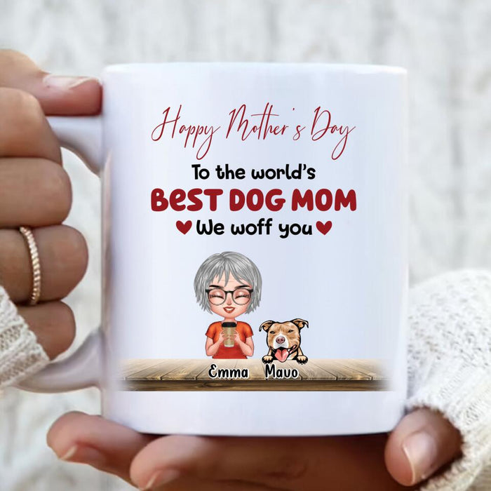 Custom Personalized Dog Mom/ Dog Dad Coffee Mug - Man/ Woman With Upto 6 Dogs - Mother's Day/ Father's Day Gift Idea For Dog Lover