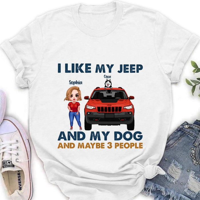 Custom Personalized Off-road Girl Shirt - Upto 3 Dogs - Best Gift For Dog Lover - Just A Girl