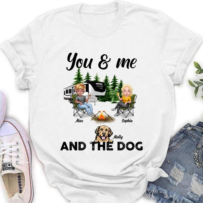 Custom Personalized Camping Couple With Dog Shirt/ Pullover Hoodie - Upto 4 Dogs - Gift Idea For Camping Lover