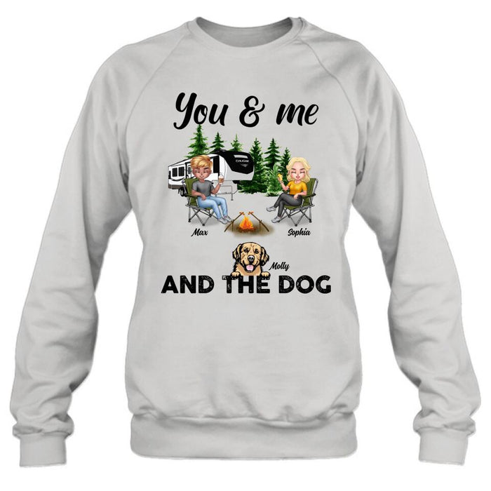 Custom Personalized Camping Couple With Dog Shirt/ Pullover Hoodie - Upto 4 Dogs - Gift Idea For Camping Lover