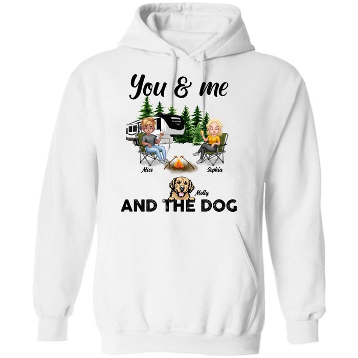 Custom Personalized Camping Couple With Dog Shirt/ Pullover Hoodie - Upto 4 Dogs - Gift Idea For Camping Lover