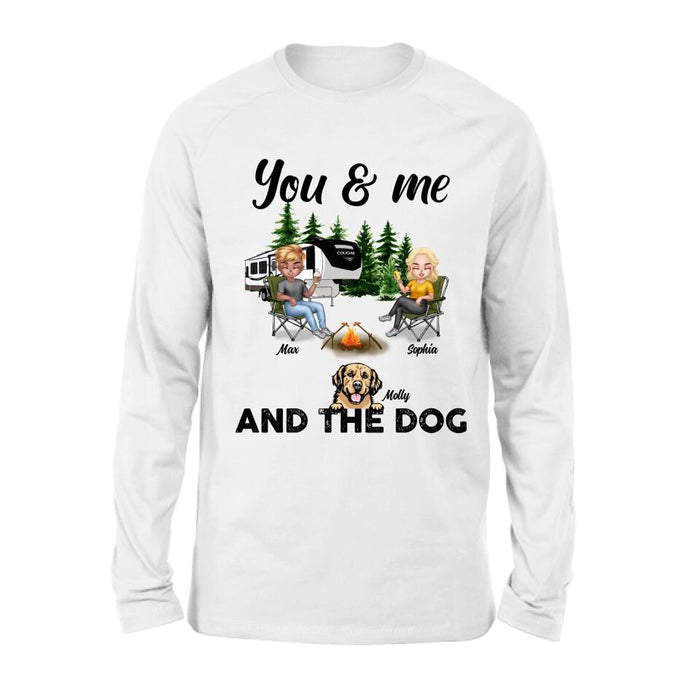 Custom Personalized Camping Couple With Dog Shirt/ Pullover Hoodie - Upto 4 Dogs - Gift Idea For Camping Lover