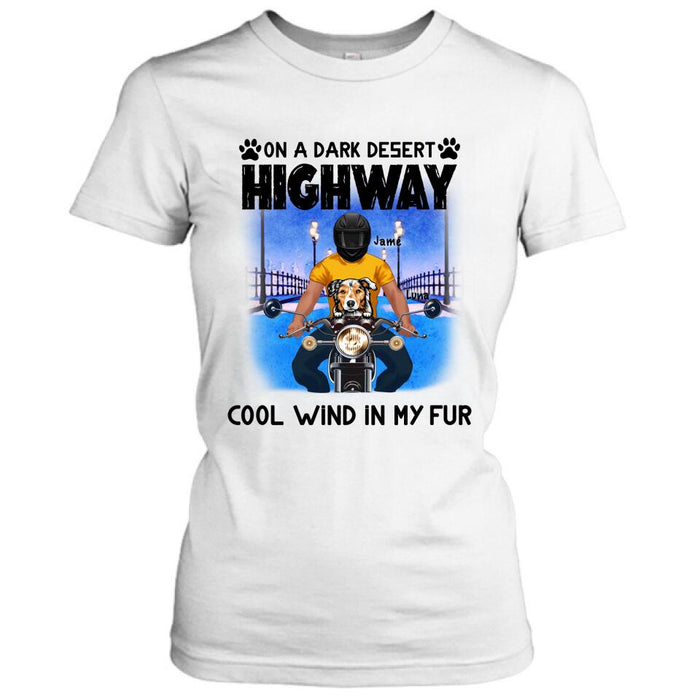 Custom Personalized Dog With Bikers T-shirt - Gift For Dog Lover - Upto 3 Dogs - Cool Wind In My Fur