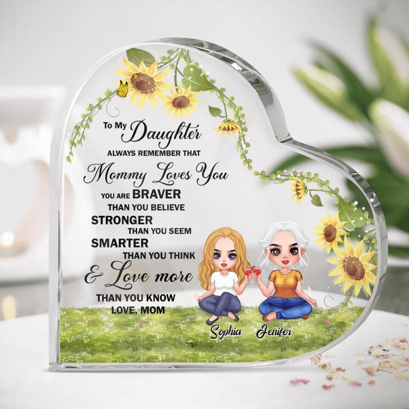 Personalized To My Daughter Heart Acrylic Plaque - Gift Idea For Daughter's Birthday - Always Remember That Mommy Loves You