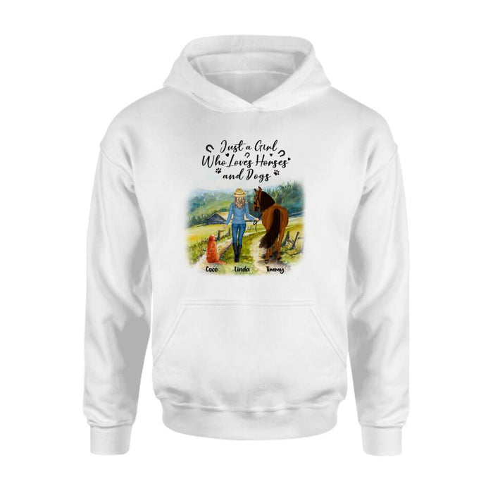 Custom Personalized Horse And Dog Shirt - Upto 2 Horses And 4 Dogs - Best Gift For Horse/ Dog Lover