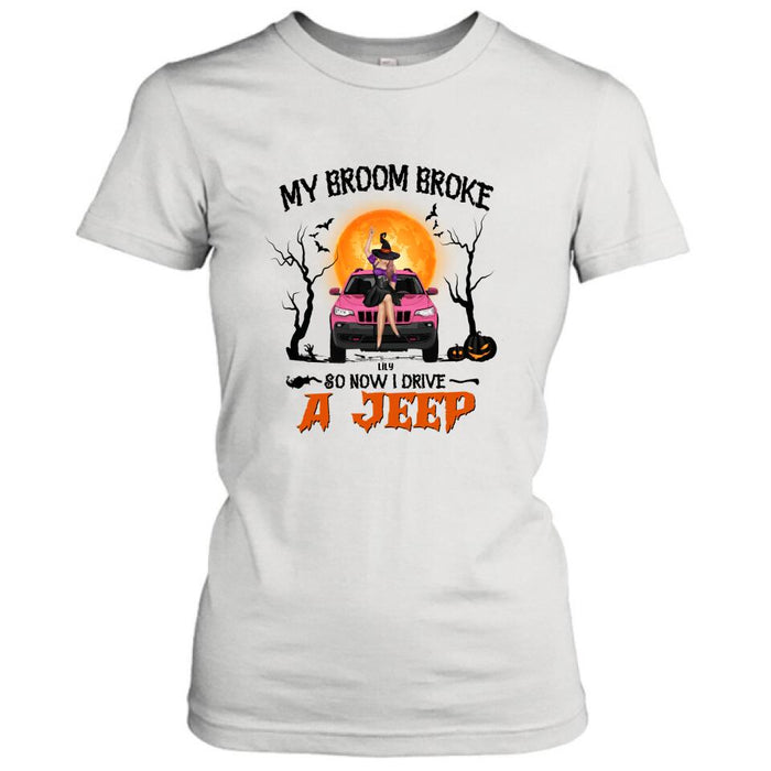 Custom Personalized Off - Road Witch T-Shirt/ Pullover Hoodie - Halloween Gift For Girl - My Broom Broke